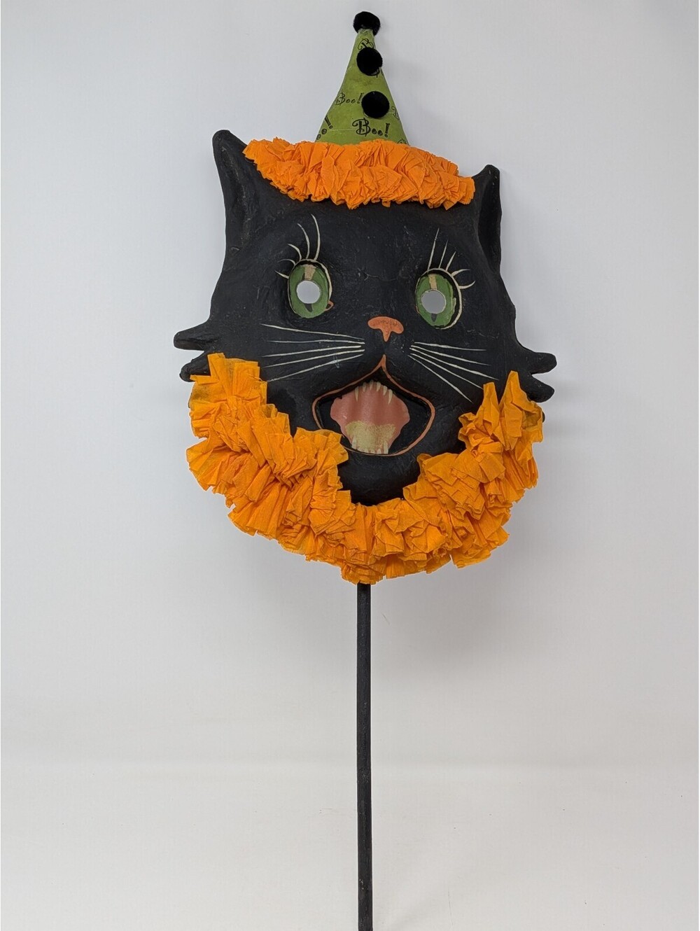 Vintage Bethany Lowe Sassy Cat Mask Halloween Paper Mache Lot of 3 Factory Box